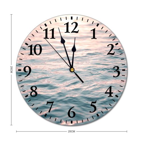 yanfind Fashion PVC Wall Clock Abstract Amazing Aqua Azure Bay Breathtaking Calm Space Dawn Dusk Evening Mute Suitable Kitchen Bedroom Decorate Living Room
