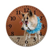 yanfind Fashion PVC Wall Clock Accessory Adorable Portrait Canidae Cool Cute Dog Face Eyewear Fashion Human's Mute Suitable Kitchen Bedroom Decorate Living Room