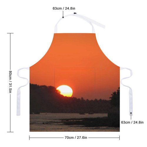 yanfind Custom aprons Forest Dusky Dusk Sunset Silhouetted Silhouette Dark Evening Beach Landscape Trees white white-style1 70×80cm