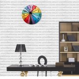 yanfind Fashion PVC Wall Clock Art Texture Abstract Design Sunshade Umbrella Palette Rainbow Coloring Spectrum Motley Insubstantial Mute Suitable Kitchen Bedroom Decorate Living Room