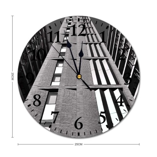 yanfind Fashion PVC Wall Clock Architecture Buildings City Futuristic Glass Items Shot Sky Skyscrapers Mute Suitable Kitchen Bedroom Decorate Living Room