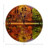 yanfind Fashion PVC Wall Clock Art Artwork Autumn Leaves Beautiful Calm Waters Colorful Colourful Fall Forest Maple Mute Suitable Kitchen Bedroom Decorate Living Room