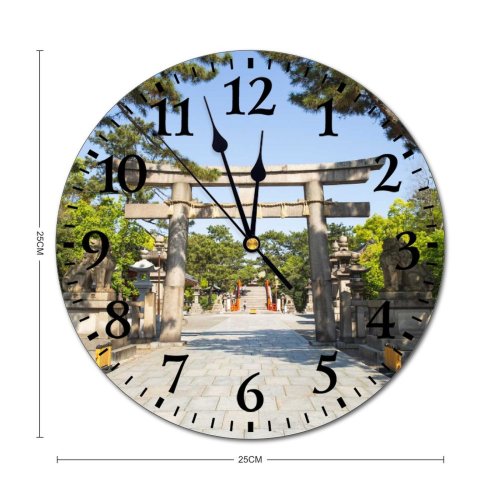 yanfind Fashion PVC Wall Clock Aged Ancient Architecture Attract Belief Sky Building Construction Destination Doorway Entrance Mute Suitable Kitchen Bedroom Decorate Living Room