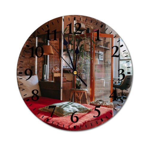 yanfind Fashion PVC Wall Clock Apartment Bed Bedroom Blanket Brick Wall Calm Carpet Chair Comfort Cozy Cupboard Mute Suitable Kitchen Bedroom Decorate Living Room
