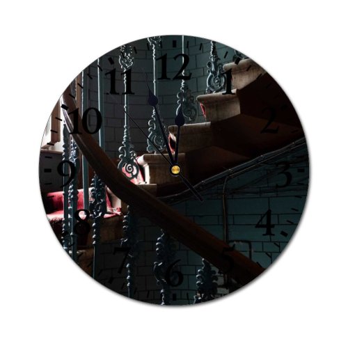 yanfind Fashion PVC Wall Clock Banister Wall Decor Details Handrail Interior Nobody Ornament Carpet Retro Staircase Vintage Mute Suitable Kitchen Bedroom Decorate Living Room