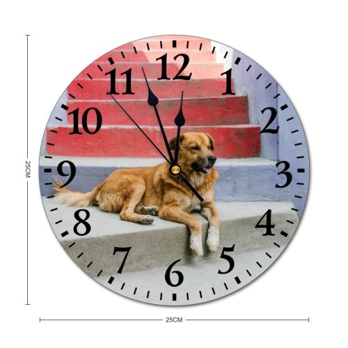 yanfind Fashion PVC Wall Clock Adorable Alone Blurred Calm Colorful Creature Curious Cute Dog Enjoy Exterior Mute Suitable Kitchen Bedroom Decorate Living Room