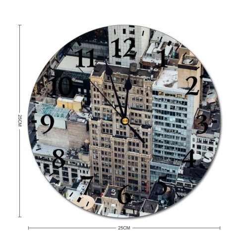 yanfind Fashion PVC Wall Clock Aged America Architecture Building Center City Cityscape Complex Construction Contemporary Creative Mute Suitable Kitchen Bedroom Decorate Living Room