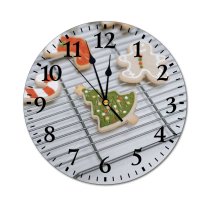 yanfind Fashion PVC Wall Clock Aroma Assorted Baked Blurred Candy Cane Celebrate Christmas Colorful Cookie Cooling Creative Mute Suitable Kitchen Bedroom Decorate Living Room