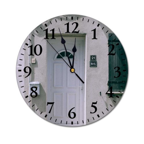 yanfind Fashion PVC Wall Clock Apartment Architecture Building Cement City Concrete Construction Design Detail District Door Doorway Mute Suitable Kitchen Bedroom Decorate Living Room