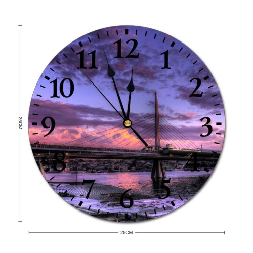 yanfind Fashion PVC Wall Clock Architecture Bosporus Buildings City Cityscape Dawn Istanbul Landmark Landscape Outdoors Mute Suitable Kitchen Bedroom Decorate Living Room