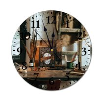 yanfind Fashion PVC Wall Clock Bone Stack Books Desk Feather Gothic Iron Ladder Metal Retro Rough Mute Suitable Kitchen Bedroom Decorate Living Room