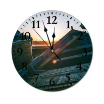 yanfind Fashion PVC Wall Clock Abandoned Backlit Beach Bird Boat Calm Cloudless Coast Corrosion Damage Desolate Mute Suitable Kitchen Bedroom Decorate Living Room
