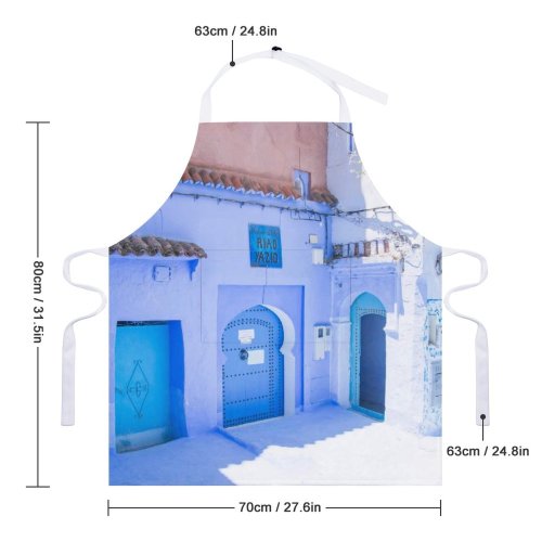 yanfind Custom aprons Africa Architecture City Building Chefchaouen Colorful Construction Corner Design District Door Doorway white white-style1 70×80cm
