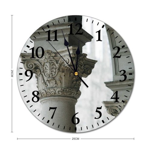 yanfind Fashion PVC Wall Clock Aged Ancient Arch Arched Architecture Art Blurred Building Cathedral City Colonnade Column Mute Suitable Kitchen Bedroom Decorate Living Room