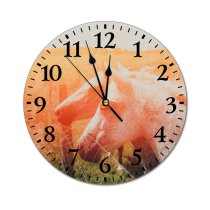 yanfind Fashion PVC Wall Clock Beast Beautiful Calm Care Countryside Creature Cute Daytime Domesticated Elegant Equestrian Farm Mute Suitable Kitchen Bedroom Decorate Living Room