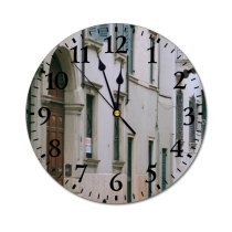 yanfind Fashion PVC Wall Clock Accommodation Aged Arched Architecture Area Balcony Building Calm City Construction Contemporary Mute Suitable Kitchen Bedroom Decorate Living Room