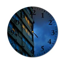 yanfind Fashion PVC Wall Clock Architectural Design Architecture Building Clouds Exterior Futuristic Glass Items Panels High001 Mute Suitable Kitchen Bedroom Decorate Living Room