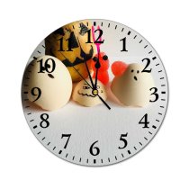yanfind Fashion PVC Wall Clock Bird Breakfast Easter Egg Chicken Hen Rabbit Toy Traditional Shell Still Mute Suitable Kitchen Bedroom Decorate Living Room