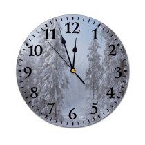 yanfind Fashion PVC Wall Clock Botany Space Daytime Fog Forest Glade Grow Growth Haze High Idyllic Land Mute Suitable Kitchen Bedroom Decorate Living Room