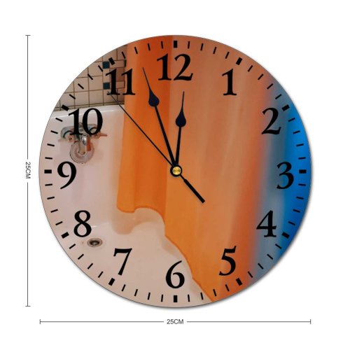 yanfind Fashion PVC Wall Clock Apartment Architecture Home Bath Bathroom Bathtub Ceramic Clean Clear Contemporary Cozy Mute Suitable Kitchen Bedroom Decorate Living Room