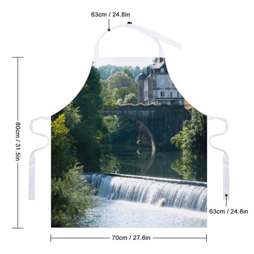 yanfind Custom aprons French France Village Lake River Waterfall Europe Beautiful Landscape Old Vacation white white-style1 70×80cm