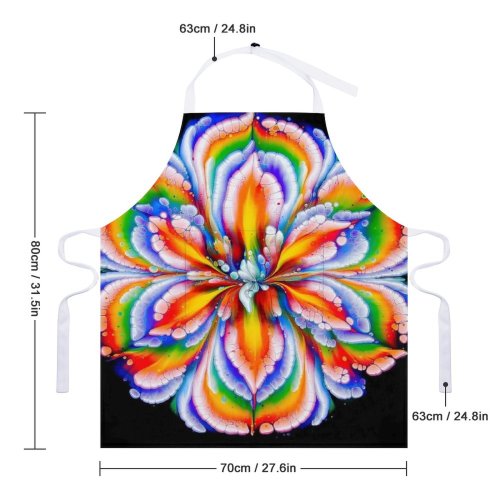 yanfind Custom aprons Art Texture Abstract Flower Design Round Decoration Beautiful Rainbow Petal Motley Proportion white white-style1 70×80cm