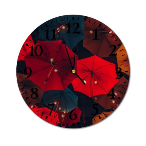yanfind Fashion PVC Wall Clock Art Dark Texture Abstract Fall Design Sunshade Umbrella Nylon Motley Sunblind Mute Suitable Kitchen Bedroom Decorate Living Room