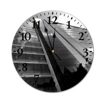 yanfind Fashion PVC Wall Clock Architectural Design Architecture Building Clouds Facade Futuristic Glass Items Shot Mute Suitable Kitchen Bedroom Decorate Living Room