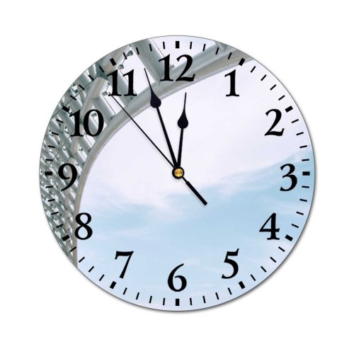 yanfind Fashion PVC Wall Clock Arched Architecture Area Attract City Cityscape Cloudy Construction Contemporary Daylight Daytime Mute Suitable Kitchen Bedroom Decorate Living Room