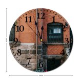 yanfind Fashion PVC Wall Clock Accommodation Aged Architecture Area Brick Wall Building City Construction Daytime Detail District Mute Suitable Kitchen Bedroom Decorate Living Room