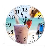 yanfind Fashion PVC Wall Clock Appetizing Bar Beach Berry Blend Blurred Coast Cocktail Cool Cream Cup Daytime Mute Suitable Kitchen Bedroom Decorate Living Room