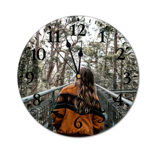 yanfind Fashion PVC Wall Clock Admire Alone Anonymous Brunette Calm Casual Deciduous Faceless Female Flora Foliage Mute Suitable Kitchen Bedroom Decorate Living Room