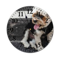yanfind Fashion PVC Wall Clock Accessory Adorable Attentive Blurred Calm Charming Chordate Cute Daytime Dog Friendly Fur Mute Suitable Kitchen Bedroom Decorate Living Room