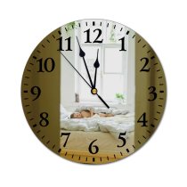 yanfind Fashion PVC Wall Clock Adorable Anonymous Apartment Awake Bed Time Bedclothes Bedroom Blanket Blurred Child Childhood Mute Suitable Kitchen Bedroom Decorate Living Room
