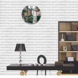 yanfind Fashion PVC Wall Clock Accommodation Aged Alley Apartment Architecture Area Block Building City Complex Construction Daytime Mute Suitable Kitchen Bedroom Decorate Living Room