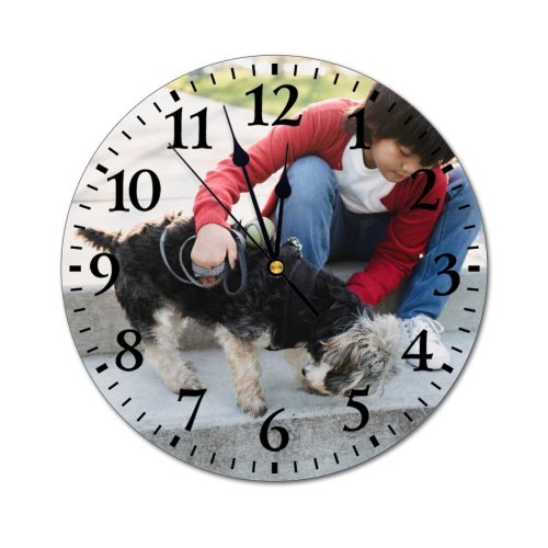 yanfind Fashion PVC Wall Clock Adorable Affection Attentive Blurred Bonding Boy Caress Casual Charming Child City Mute Suitable Kitchen Bedroom Decorate Living Room
