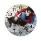 yanfind Fashion PVC Wall Clock Adorable Affection Attentive Blurred Bonding Boy Caress Casual Charming Child City Mute Suitable Kitchen Bedroom Decorate Living Room