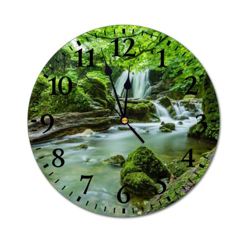 yanfind Fashion PVC Wall Clock Beautiful Cascade Creek Desktop Flow Foliage Forest Greenery Idyllic Jungle Mute Suitable Kitchen Bedroom Decorate Living Room