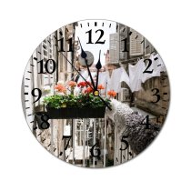 yanfind Fashion PVC Wall Clock Aged Architecture Aroma Balcony Bloom Botany Building City Space Dwell Exterior Mute Suitable Kitchen Bedroom Decorate Living Room