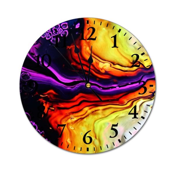yanfind Fashion PVC Wall Clock Art Wave Texture Abstract Motion Design Creativity Surreal Rainbow Motley Mute Suitable Kitchen Bedroom Decorate Living Room