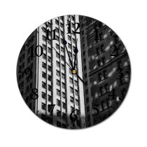 yanfind Fashion PVC Wall Clock Abstract Accommodation Apartment Architecture Area Building Bw City Cityscape Commerce Community Condominium Mute Suitable Kitchen Bedroom Decorate Living Room