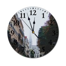 yanfind Fashion PVC Wall Clock Accommodation Ancient Apartment Architecture Balcony Barrier Building Cathedral City Condominium Construction District Mute Suitable Kitchen Bedroom Decorate Living Room