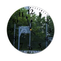 yanfind Fashion PVC Wall Clock Action Active Basket Basketball Building City Court Daytime Energy Fence Field Mute Suitable Kitchen Bedroom Decorate Living Room