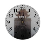 yanfind Fashion PVC Wall Clock Aged Ancient Architecture Authentic Belief Buddhism Building Construction Dark Dense East Mute Suitable Kitchen Bedroom Decorate Living Room