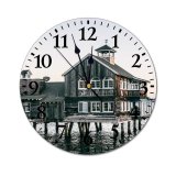 yanfind Fashion PVC Wall Clock Aged Aqua Arch Architecture Building Space Dock Dwell Evening Exterior Facade Idyllic Mute Suitable Kitchen Bedroom Decorate Living Room