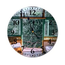 yanfind Fashion PVC Wall Clock Architecture Balcony Bungalow Calm Comfort Cottage Couch Cozy Design Dwell Flora Mute Suitable Kitchen Bedroom Decorate Living Room