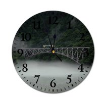 yanfind Fashion PVC Wall Clock Architecture Breathtaking Calm Cloudy Construction Dramatic Flora Fog Foliage Forest Gloomy Mute Suitable Kitchen Bedroom Decorate Living Room