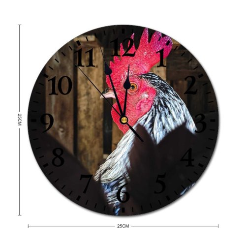 yanfind Fashion PVC Wall Clock Bird Farm Chicken Portrait Hen Outdoors Rural Barn Poultry Crest Mute Suitable Kitchen Bedroom Decorate Living Room