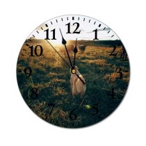 yanfind Fashion PVC Wall Clock Backlit Cattle Cloudy Sky Countryside Cow Creature Dog Dusk Evening Fauna Field Mute Suitable Kitchen Bedroom Decorate Living Room