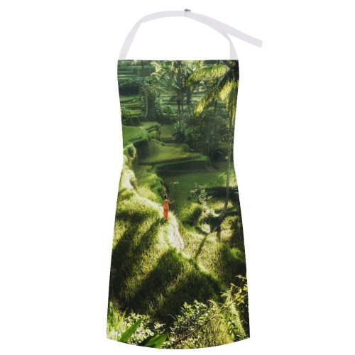 yanfind Custom aprons Aerial Botany Breathtaking Calm Destination Drone Ecosystem Female Field Foliage Forest white white-style1 70×80cm